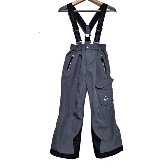 Gerry Snow Pants Boys Size Small 6/7 Performance Removable Suspenders Gray Black - Picture 1 of 10